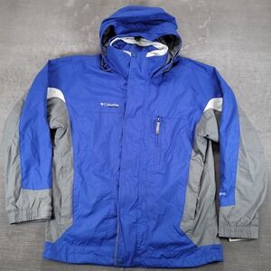 Columbia Vertex Interchange Mens Small Blue Gray Hooded Ski Jacket Coat Shell
